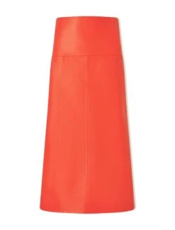 Tiana Leather Midi Skirt - Orange -Cheap Closet Curation Store SU24 SK119 TIANA ORANGE CO