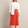 Tiana Leather Midi Skirt - Orange -Cheap Closet Curation Store SU24 SK119 TIANA ORANGE LS 26784