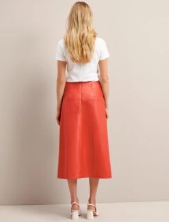 Tiana Leather Midi Skirt - Orange -Cheap Closet Curation Store SU24 SK119 TIANA ORANGE LS 26816
