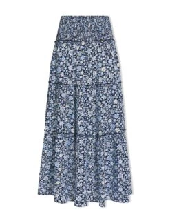 Kira Cotton Blend Maxi Skirt - Blue Ditsy Carnation Print 13 Kira Cotton Blend Maxi Skirt - Blue Ditsy Carnation Print -Cheap Closet Curation Store SU24 SK169 KIRA BLUEDITSYCARNATIONPRINT CO