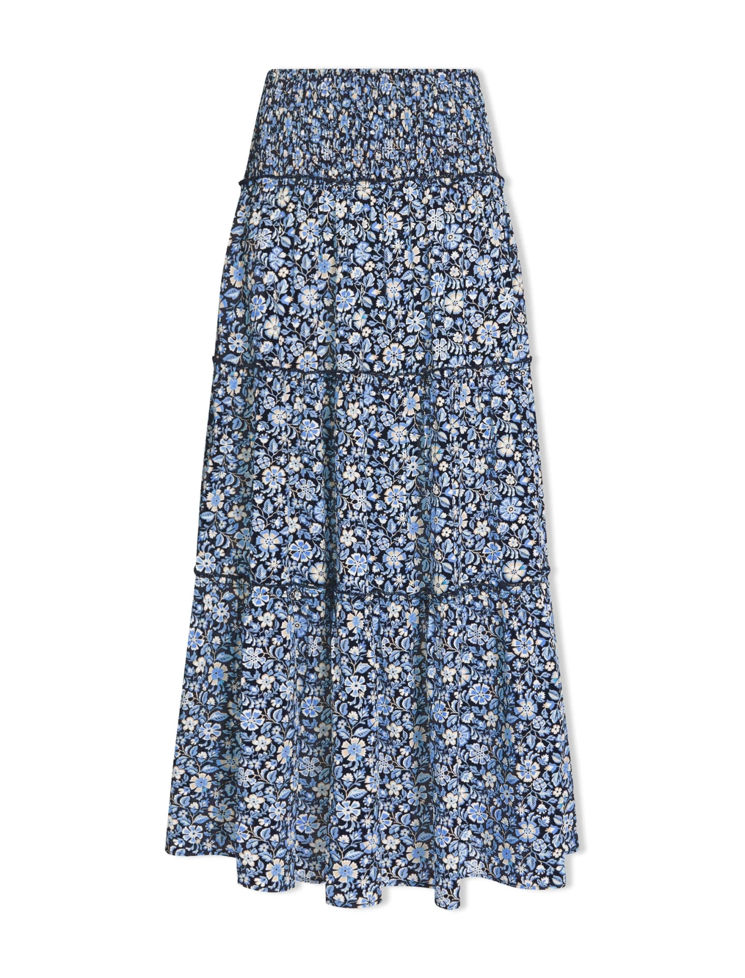 Kira Cotton Blend Maxi Skirt - Blue Ditsy Carnation Print 8 Kira Cotton Blend Maxi Skirt - Blue Ditsy Carnation Print - Image 6