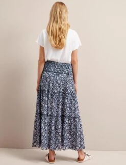 Kira Cotton Blend Maxi Skirt - Blue Ditsy Carnation Print 12 Kira Cotton Blend Maxi Skirt - Blue Ditsy Carnation Print -Cheap Closet Curation Store SU24 SK169 KIRA BLUEDITSYCARNATIONPRINT LS 26665