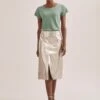 Robyn Leather Midi Skirt - Light Gold -Cheap Closet Curation Store SU24 SK184 ROBYN LIGHTGOLD LS 1066