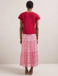 Sedra Gold Metallic Fil Coupé Maxi Skirt - Pink Carnation Print -Cheap Closet Curation Store SU24 SK188 SEDRA PINKCARNATIONPRINT LS 576