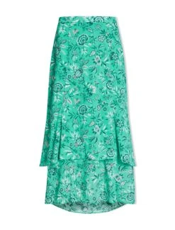 Lotta Cotton Blend Maxi Skirt - Green White Palm Floral -Cheap Closet Curation Store SU24 SK189 LOTTA GREENWHITEPALMFLORALPRINT CO