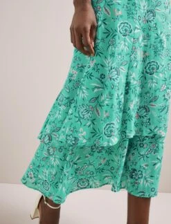 Lotta Cotton Blend Maxi Skirt - Green White Palm Floral -Cheap Closet Curation Store SU24 SK189 LOTTA GREENWHITEPALMFLORALPRINT LS 129