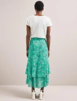 Lotta Cotton Blend Maxi Skirt - Green White Palm Floral -Cheap Closet Curation Store SU24 SK189 LOTTA GREENWHITEPALMFLORALPRINT LS 146