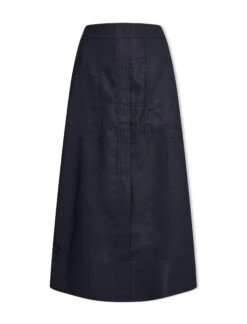 Safia Techni Linen Midi Skirt - Navy -Cheap Closet Curation Store SU24 SK190 SAFIA NAVY CO