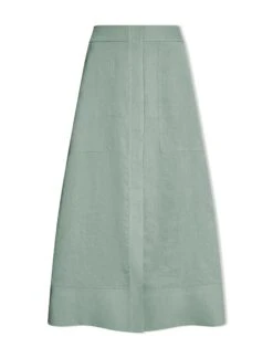 Safia Techni Linen Midi Skirt - Sage Green -Cheap Closet Curation Store SU24 SK190 SAFIA SAGEGREEN CO