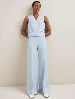 Tyler Linen Blend Wide Leg Trouser - Pale Blue 11 Tyler Linen Blend Wide Leg Trouser - Pale Blue -Cheap Closet Curation Store SU24 TR97 TYLER PALEBLUE LS 1134