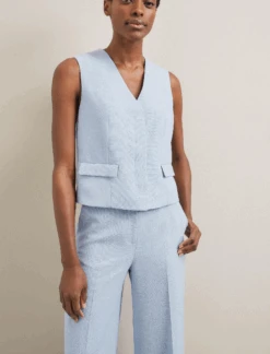 Tyler Linen Blend Wide Leg Trouser - Pale Blue 12 Tyler Linen Blend Wide Leg Trouser - Pale Blue -Cheap Closet Curation Store SU24 TR97 TYLER PALEBLUE LS 1149