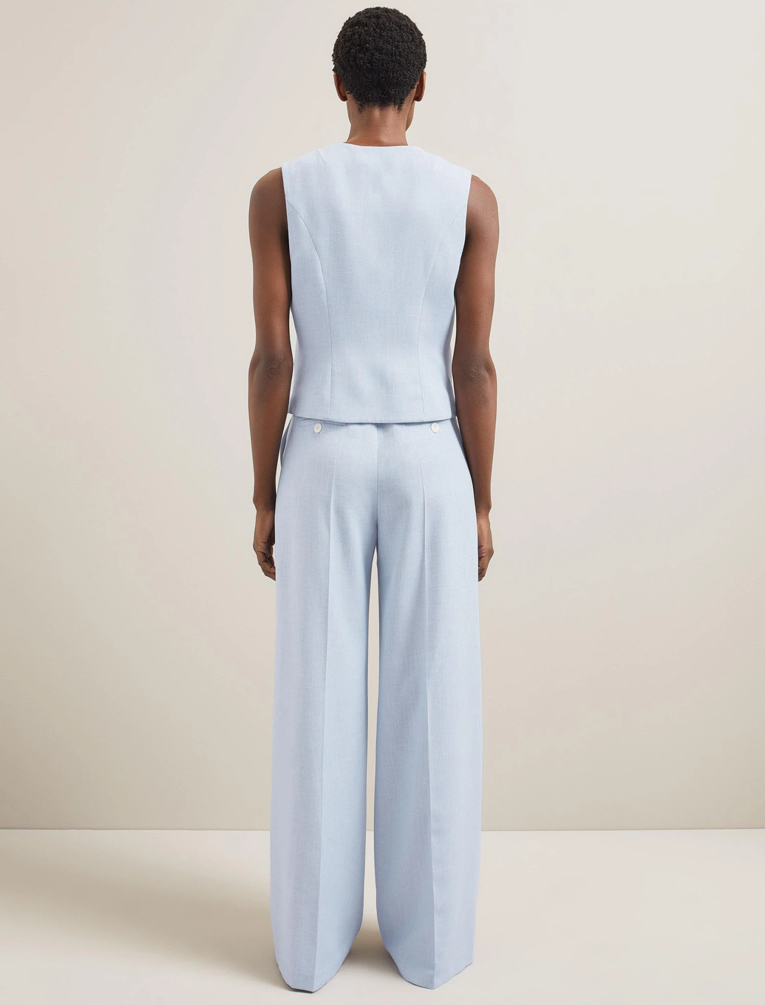 Tyler Linen Blend Wide Leg Trouser - Pale Blue 9 Tyler Linen Blend Wide Leg Trouser - Pale Blue - Image 7