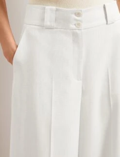 Tyler Linen Blend Wide Leg Trouser - Pearl -Cheap Closet Curation Store SU24 TR97 TYLER PEARL LS 25963