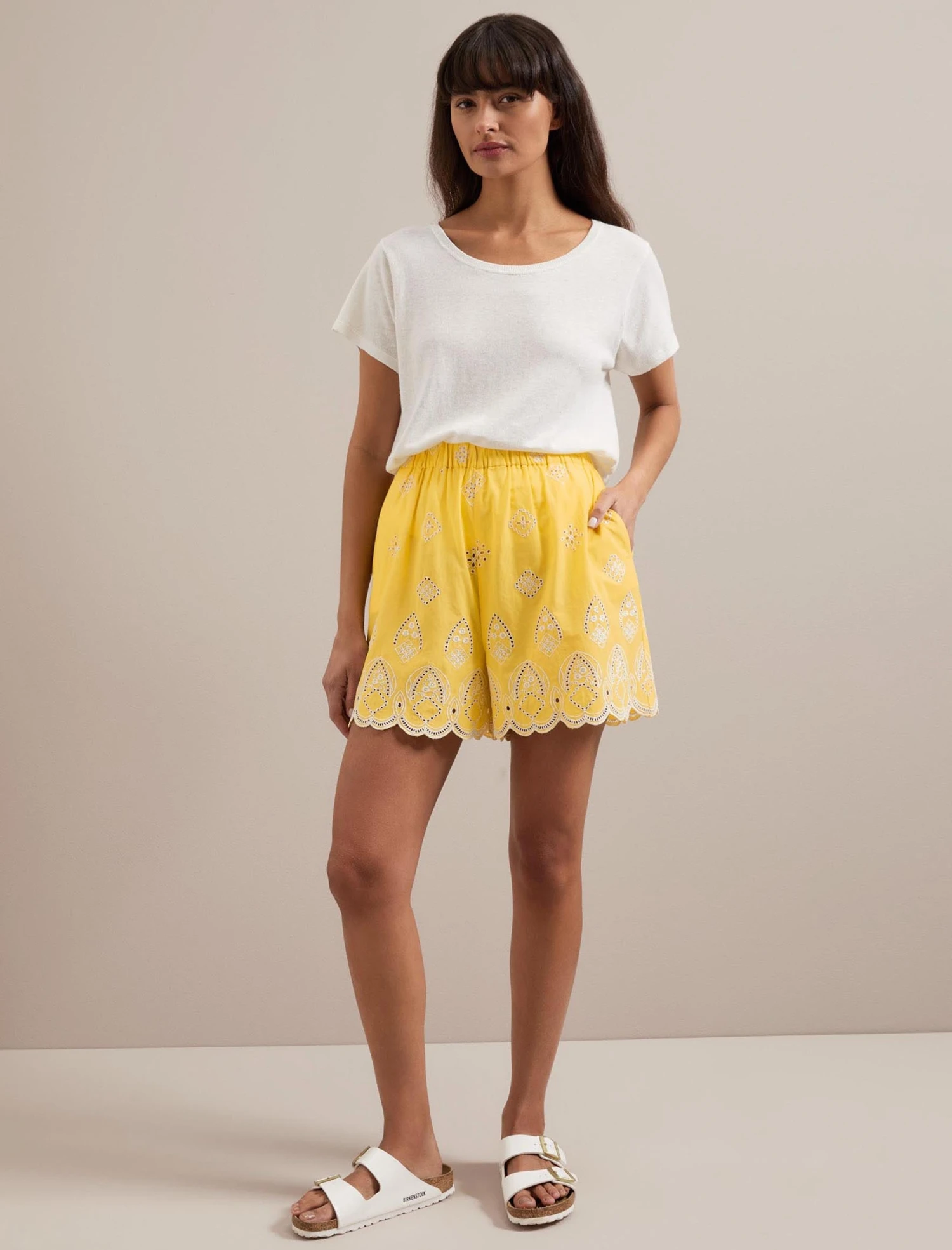 Bonnie Organic Cotton Shorts - Yellow White 3 Bonnie Organic Cotton Shorts - Yellow White