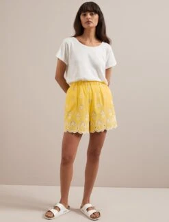 Bonnie Organic Cotton Shorts - Yellow White 9 Bonnie Organic Cotton Shorts - Yellow White -Cheap Closet Curation Store SU24 TR98 BONNIE YELLOWWHITE LS 924