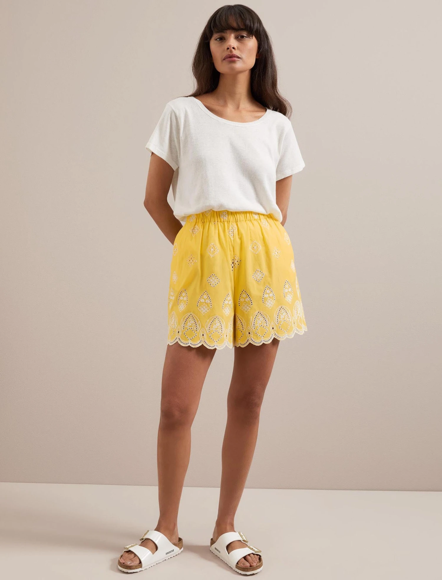 Bonnie Organic Cotton Shorts - Yellow White 5 Bonnie Organic Cotton Shorts - Yellow White - Image 3