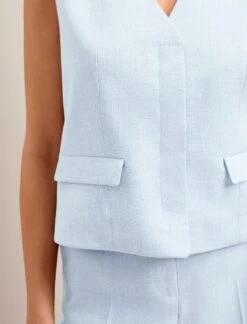 Deacon Linen Blend Waistcoat - Pale Blue -Cheap Closet Curation Store SU24 W8 DEACON PALEBLUE LS 25873