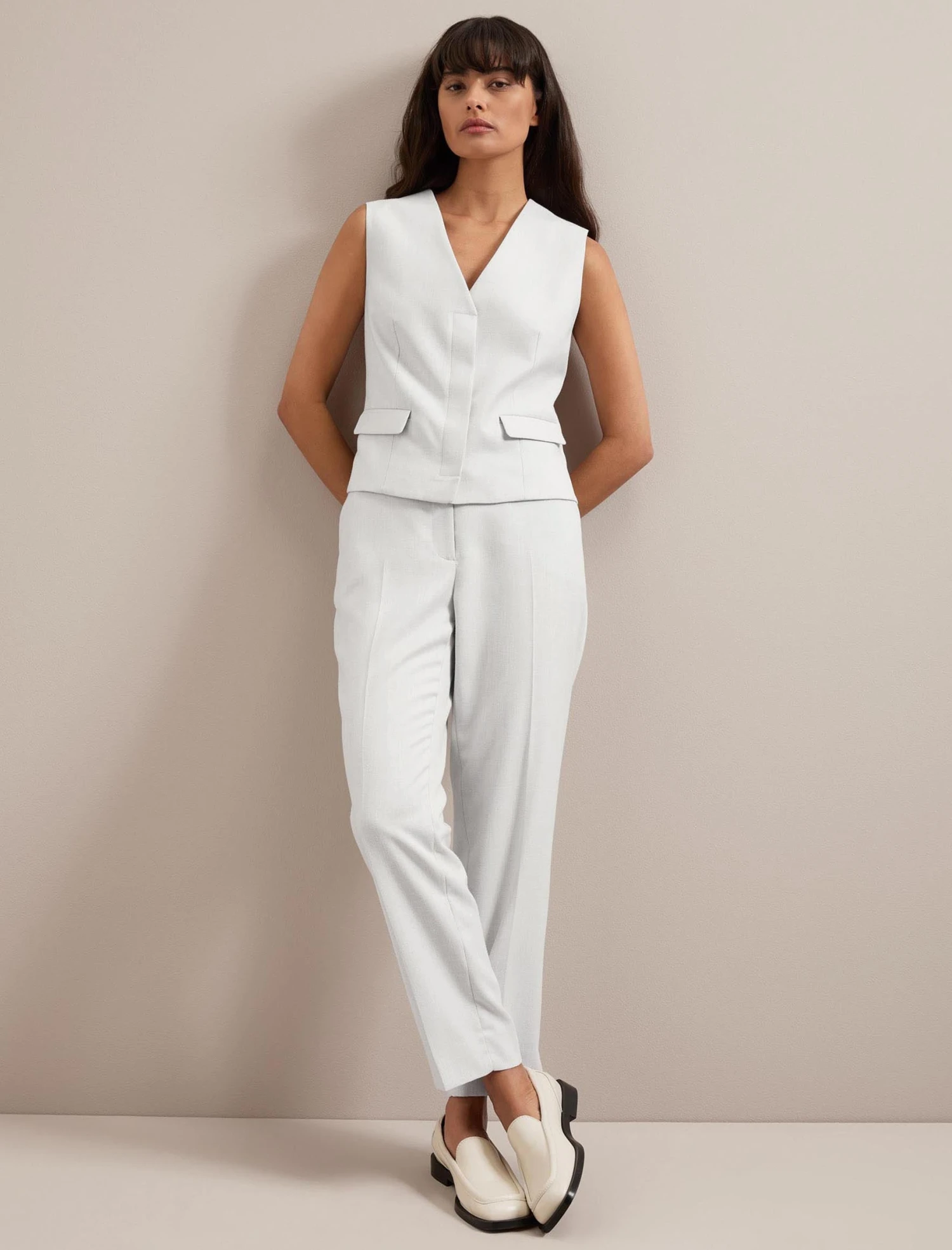 Deacon Linen Blend Waistcoat - Pearl 4 Deacon Linen Blend Waistcoat - Pearl - Image 2