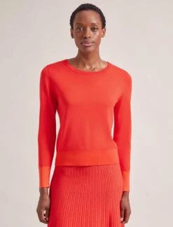 Colette Contrast Cuff Jumper - Orange