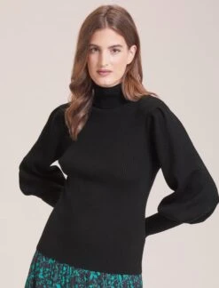Eva Wool Roll Neck Jumper - Black
