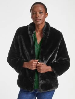 Carly Faux Fur Cropped Coat - Black -Cheap Closet Curation Store WI21 C6 S CARLY BLACK LS 16064