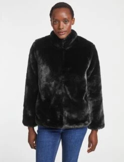 Carly Faux Fur Cropped Coat - Black -Cheap Closet Curation Store WI21 C6 S CARLY BLACK LS 16092