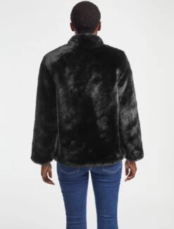 Carly Faux Fur Cropped Coat - Black -Cheap Closet Curation Store WI21 C6 S CARLY BLACK LS 16109
