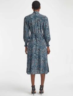 Dakota Silk Midi Dress - Beige Blue Leopard Pansy Print 14 Dakota Silk Midi Dress - Beige Blue Leopard Pansy Print -Cheap Closet Curation Store WI21 D383 DAKOTA LEOPARD PANSY PRINT BEIGE BLUE LS 16573