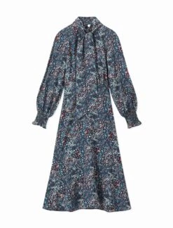 Dakota Silk Midi Dress - Beige Blue Leopard Pansy Print 15 Dakota Silk Midi Dress - Beige Blue Leopard Pansy Print -Cheap Closet Curation Store WI21 D383 DAKOTA LEOPARDPANSYPRINTBEIGE BLUE CO