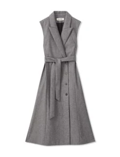 Vanessa Sleeveless, Felted Wool Layering Coat Dress-Grey Melange -Cheap Closet Curation Store WI21 D391 VANESSA GREYMELANGE CO
