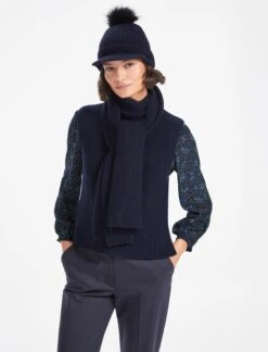 Sylvie Wool Scarf - Navy -Cheap Closet Curation Store WI21 SC2 SYLVIE NAVY LS 1542 87e0cf2a 527e 4ac4 8a05 25a959004429