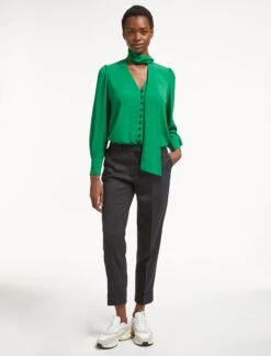 Carla Blouse With Scarf - Emerald Green -Cheap Closet Curation Store WI22 B125 CARLA EMERALDGREEN LS 2044
