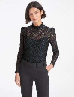Cheap Closet Curation Store 22 Thalia Lace Blouse - Blue Black