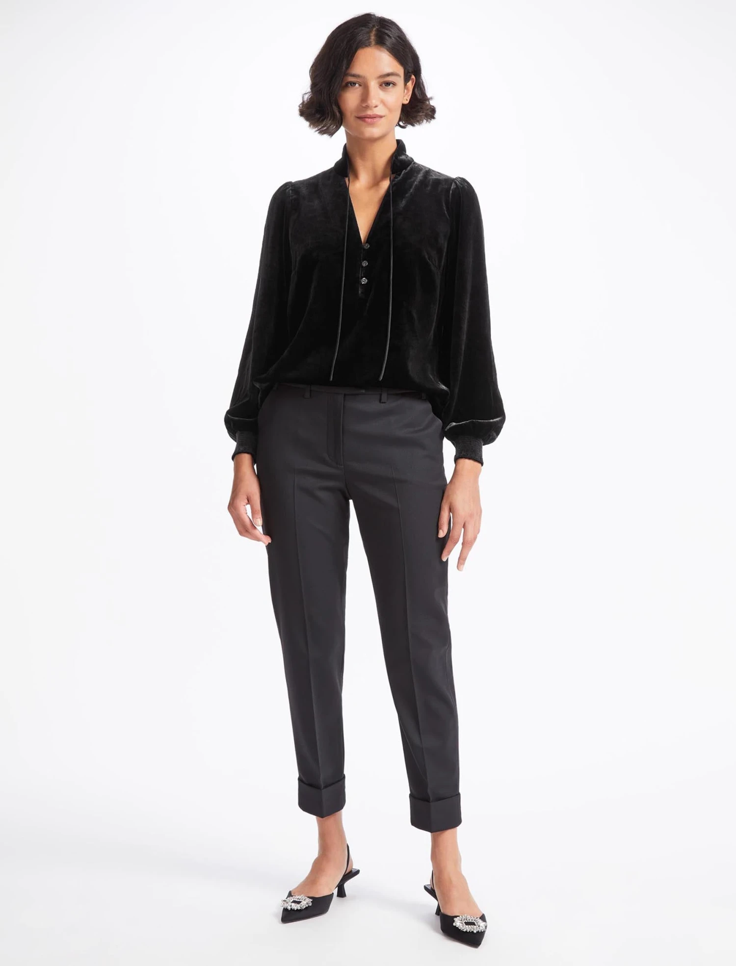 Jacquetta Velvet Blouse - Black 6 Jacquetta Velvet Blouse - Black - Image 4