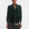 Jacquetta Velvet Blouse - Green -Cheap Closet Curation Store WI22 B142 JACQUETTA GREEN LS 1617