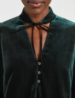 Jacquetta Velvet Blouse - Green -Cheap Closet Curation Store WI22 B142 JACQUETTA GREEN LS 1628