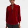 Jacquetta Velvet Blouse - Red 2 Jacquetta Velvet Blouse - Red -Cheap Closet Curation Store WI22 B142 JACQUETTA RED LS 1225
