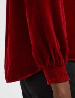 Jacquetta Velvet Blouse - Red -Cheap Closet Curation Store WI22 B142 JACQUETTA RED LS 1245