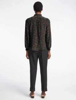 Amelie Silk Blouse - Red Blue Wiggle Print -Cheap Closet Curation Store WI22 B143 AMELIE REDBLUEWIGGLEPRINTP LS 1902