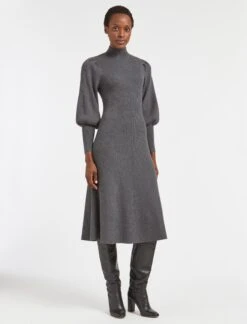 Eva Wool Knit Maxi Dress - Dark Grey