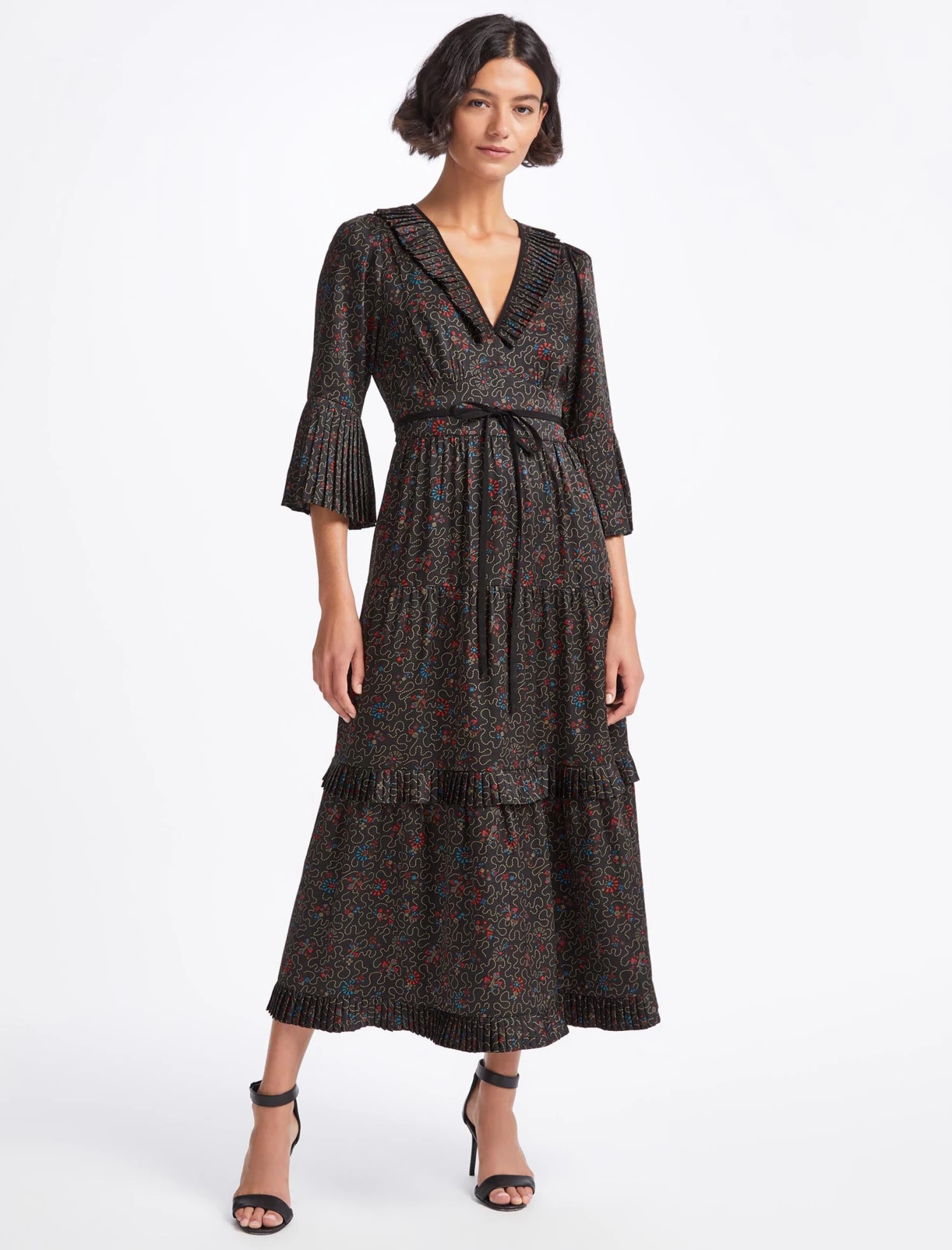 Cordelia V Neck Maxi Dress - Red Blue Wiggle Print 3 Cordelia V Neck Maxi Dress - Red Blue Wiggle Print