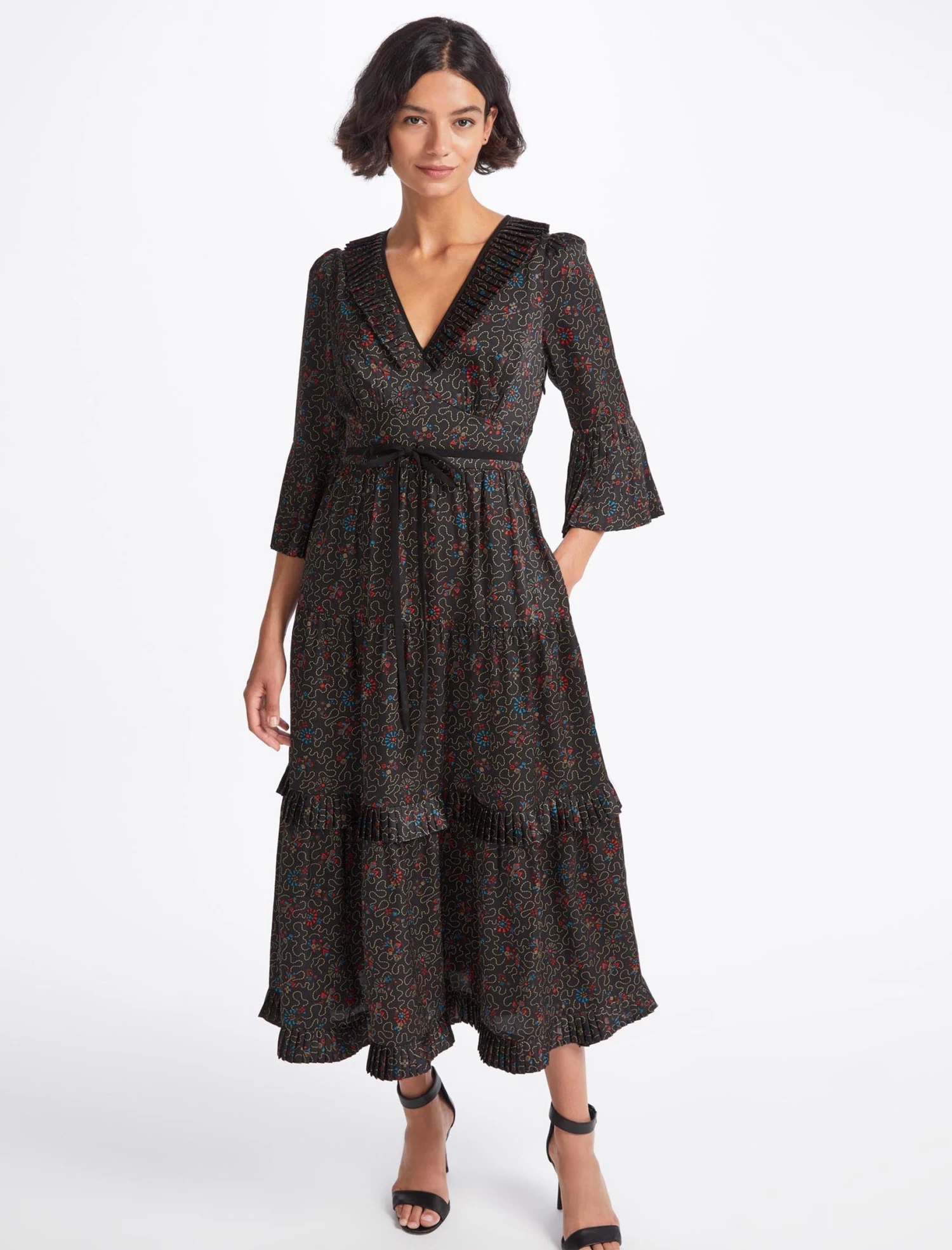 Cordelia V Neck Maxi Dress - Red Blue Wiggle Print 7 Cordelia V Neck Maxi Dress - Red Blue Wiggle Print - Image 5