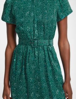 Nina Maxi Dress With Belt - Green White Wiggle Print -Cheap Closet Curation Store WI22 D467 NINA GREEN WHITE WIGGLEPRINT LS 1940