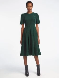Felicity Pin Corduroy Midi Dress With Belt - Forest Green -Cheap Closet Curation Store WI22 D472 FELICITY FORESTGREEN LS 2519