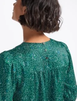 Hester Trapeze Midi Dress - Green White Wiggle Print -Cheap Closet Curation Store WI22 D483 HESTER GREEN WHITE WIGGLEPRINT LS 3221