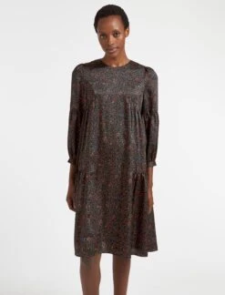 Hester Trapeze Midi Dress - Red Blue Wiggle Print -Cheap Closet Curation Store WI22 D483 HESTER RED BLUE WIGGLEPRINT LS 1700