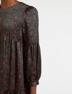 Hester Trapeze Midi Dress - Red Blue Wiggle Print -Cheap Closet Curation Store WI22 D483 HESTER RED BLUE WIGGLEPRINT LS 1715