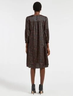 Hester Trapeze Midi Dress - Red Blue Wiggle Print -Cheap Closet Curation Store WI22 D483 HESTER RED BLUE WIGGLEPRINT LS 1725