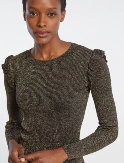 Jessie Lurex Metallic Jumper - Dark Gold -Cheap Closet Curation Store WI22 K100 JESSIE DARKGOLD LS 3650