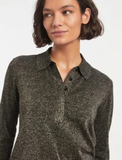 Josie Lurex Collared Jumper - Dark Gold -Cheap Closet Curation Store WI22 K101 JOSIE DARKGOLD LS 503